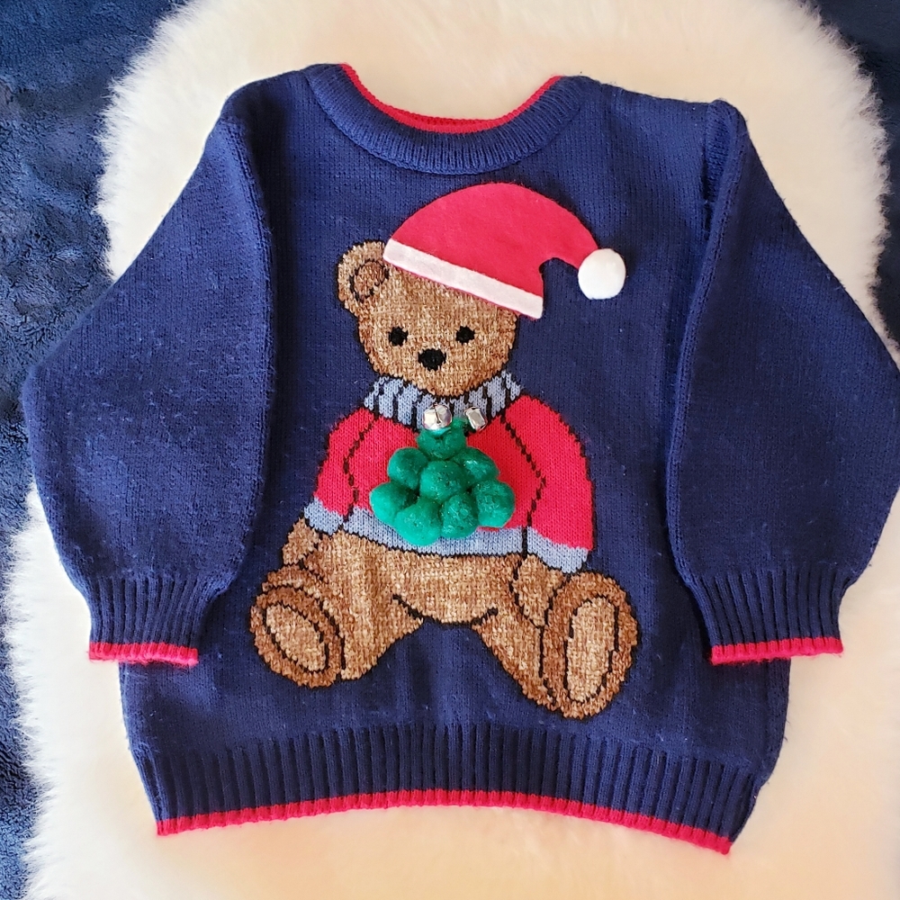 Just Friends Child Christmas Teddybear Sweater 2T